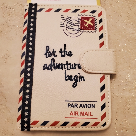 Passport Holder Case Let The Adventure Begin Air Mail Travel Wallet Miamica - Picture 1 of 5